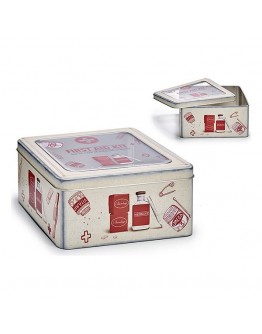 Box with cover Cream Plastic Tin