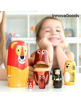 Matryoshka Wooden Animal Figures Funimals InnovaGoods 11 Pieces