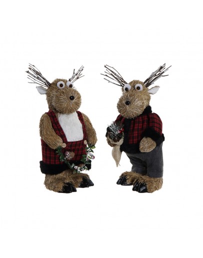 Decorative Figure DKD Home Decor Polyester Reindeer (2 pcs) (17 x 13 x 33 cm)