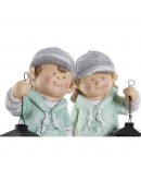 Decorative Figure DKD Home Decor Metal Crystal Fibreglass Boys (2 pcs) (17 x 16 x 40 cm)