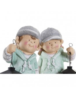 Decorative Figure DKD Home Decor Metal Crystal Fibreglass Boys (2 pcs) (17 x 16 x 40 cm)