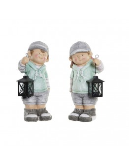 Decorative Figure DKD Home Decor Metal Crystal Fibreglass Boys (2 pcs) (17 x 16 x 40 cm)