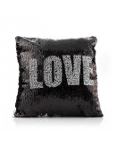 Cushion Love Black Silver (40 x 40 x 8 cm) (Refurbished A+)