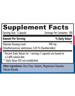 Improving memory HAYA LABS Siberian Ginseng 500mg / 100 Caps