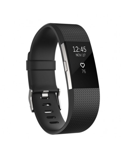 Smartwatch, Fitbit Charge 2 Black Silver (6.7-8.1 in), Large